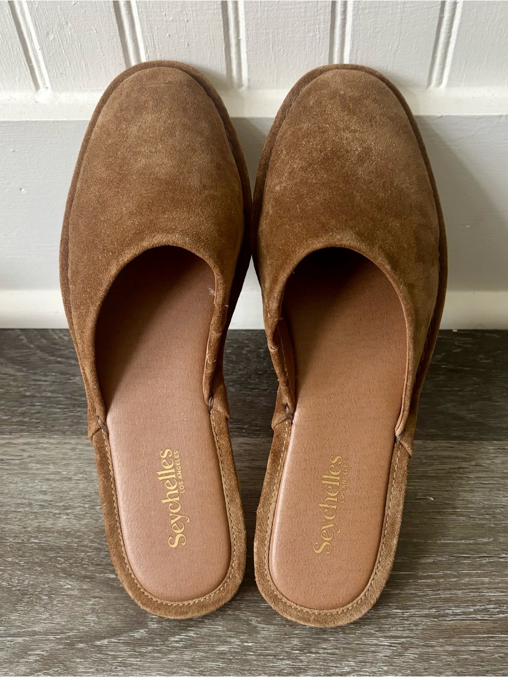 Seychelles Eye of the Beholder Brown Suede Slide Mules 7 1/2